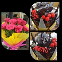 Chocolate Cake With Roses Combo